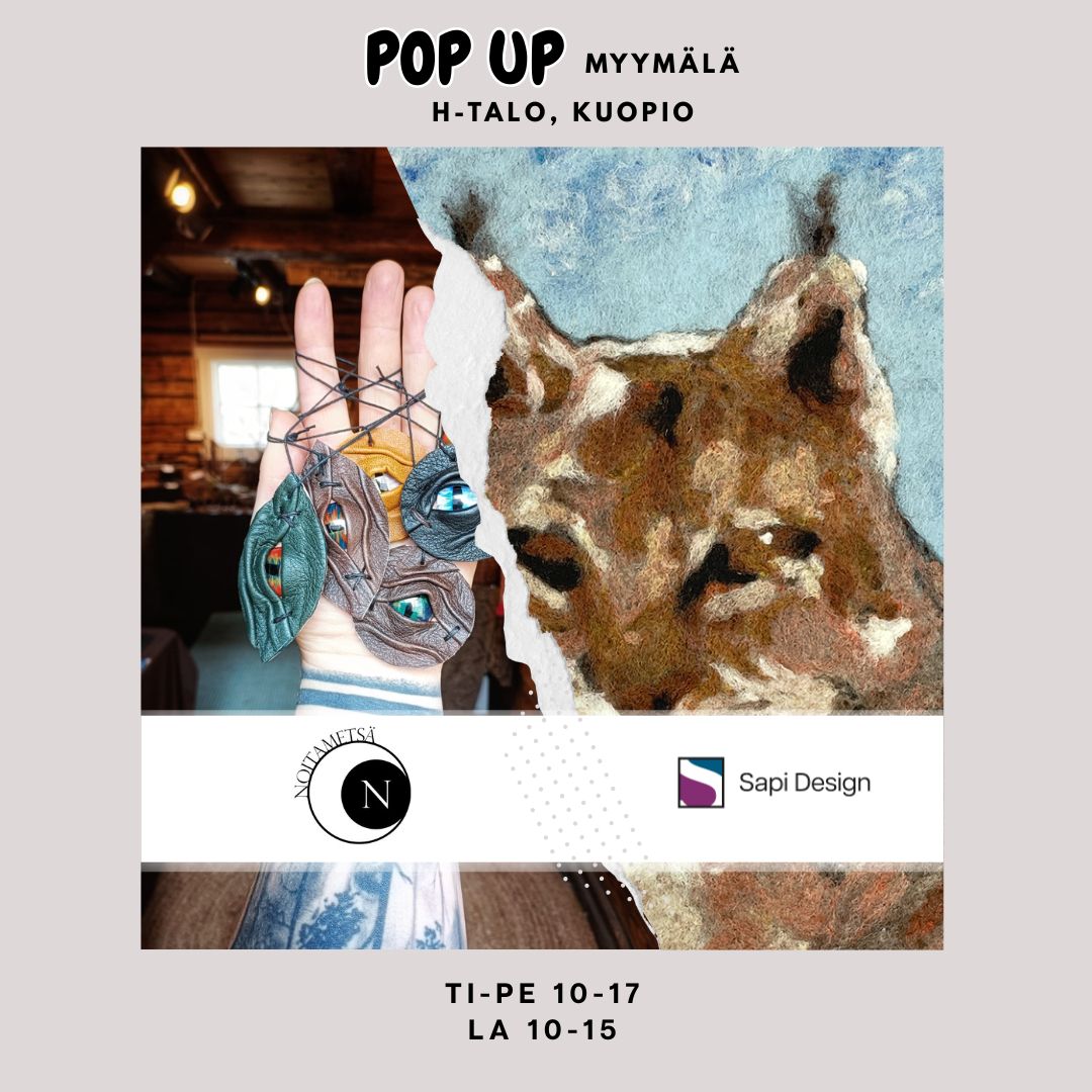 Sapi Designin ja Noitametsän pop up -myymälä H-talossa Kuopiossa
